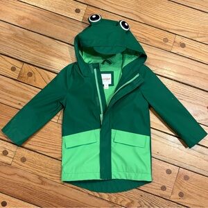 Cat & Jack Green Frog Hooded Raincoat Jacket Kids 3T